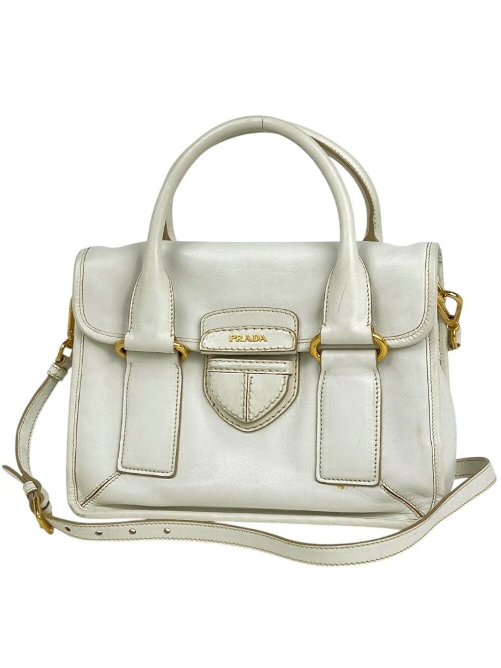 Prada Handbag 2-Way Leather White